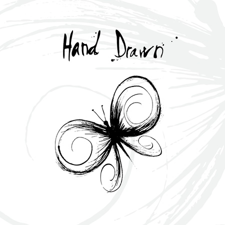 Hand drawn illustration of butterfly with space for copy textのイラスト素材