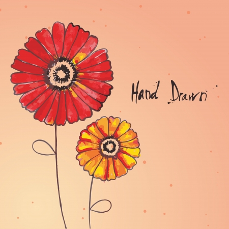 Hand drawn illustration of flowers with space for copy text のイラスト素材