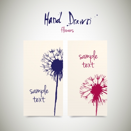Hand drawn vector illustration of flowers with space for copy text のイラスト素材