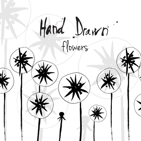 Hand drawn vector illustration of flowers with space for copy text のイラスト素材