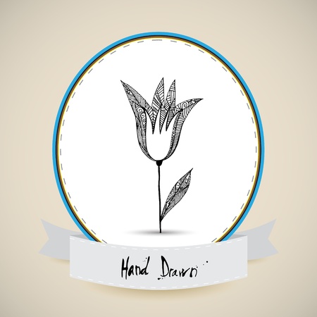 Hand drawn vector illustration of flowers with space for copy text のイラスト素材