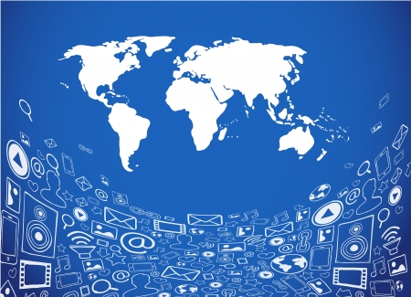 Vector illustration of social media communication with iconsのイラスト素材