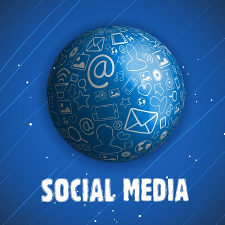 Vector illustration of social media communication with iconsの写真素材
