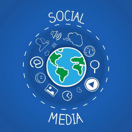 Vector illustration of social media communication with iconsのイラスト素材