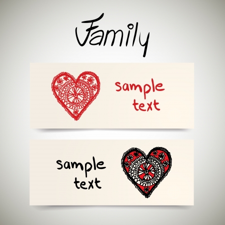 Vector illustration with hand drawn heart designsのイラスト素材