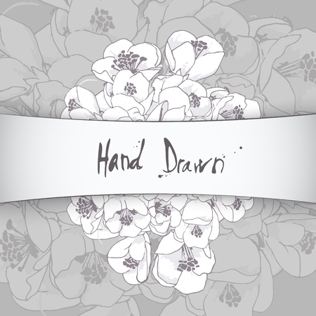 Hand drawn vector illustration of flowers with space for copy text のイラスト素材