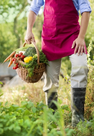 Young male gardener working in the gardenの写真素材