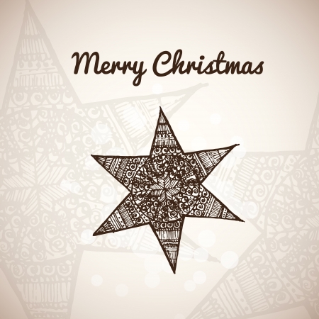 Hand drawn christmas vector illustration template with sample textのイラスト素材