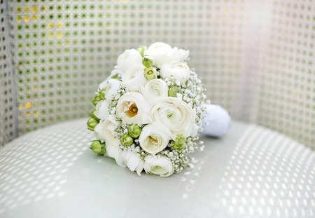 Close up of beautiful floral wedding bouquetの写真素材