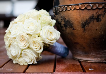Close up of beautiful floral wedding bouquetの写真素材
