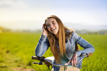 Girl on bikeの写真素材