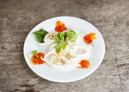 Asian vietnamese food - calamari with coriander and chilli