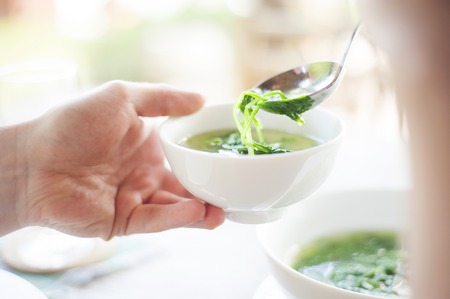 Delicious asian vietnamese food - spinach soupの写真素材