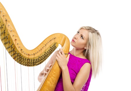 Harp player  womanの写真素材