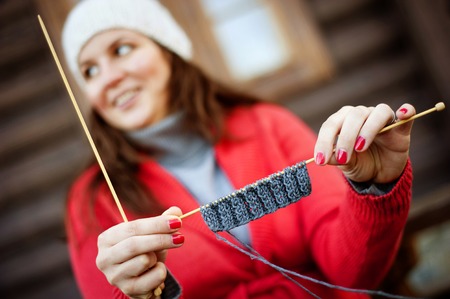 Woman knittingの写真素材