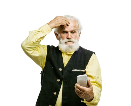 Senior man with tabletの写真素材