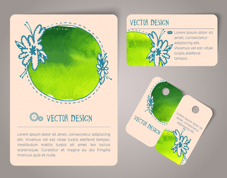 Abstract hand drawn watercolor cards. Vector illustrationのイラスト素材