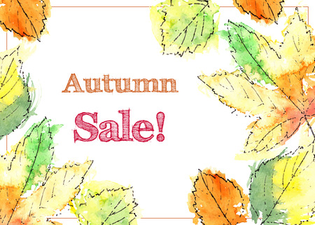 Colorful hand drawn autumn leaves. Vector illustration.のイラスト素材