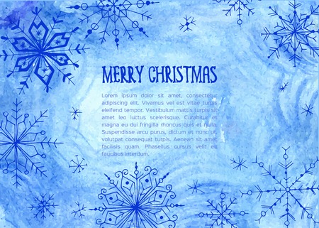 Hand drawn watercolor christmas card. Vector illustration.のイラスト素材