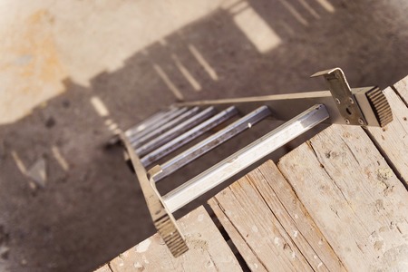 Ladder on a construction site. Highg angle view.の写真素材