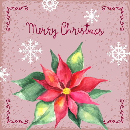 Hand drawn watercolor christmas card. Vector illustration.のイラスト素材