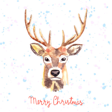 Hand drawn reindeer Christmas card. Vector illustration.のイラスト素材
