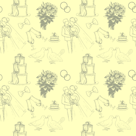 Hand drawn seamless pattern with love symbolsのイラスト素材