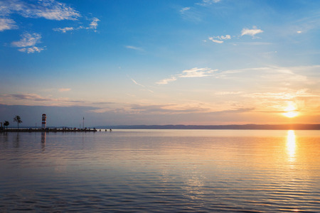 Beautiful sunset at the lake in Austria.の写真素材
