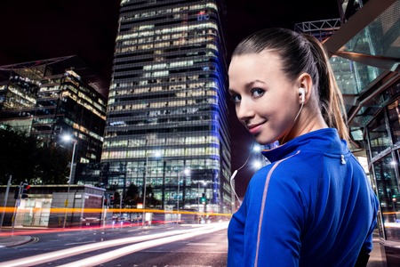 Young woman jogging outside in the city