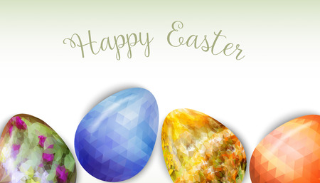 Colorful Easter egg greeting.  Polygonal vector design. Triangular low poly origami style graphic illustration,mosaic style.のイラスト素材