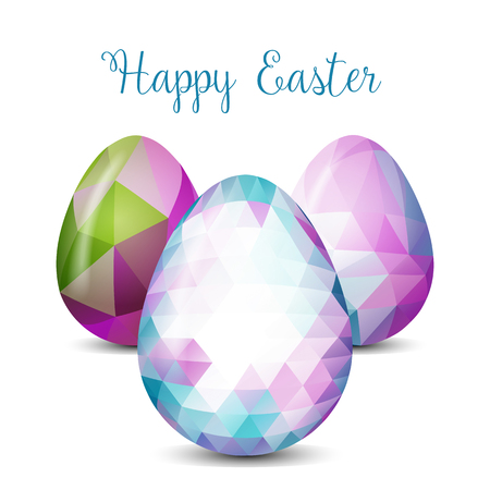 Colorful Easter egg greeting.  Polygonal vector design. Triangular low poly origami style graphic illustration,mosaic style.のイラスト素材