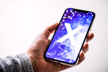 NOVA BANA, SLOVAKIA - NOV 28, 2017: New Apple iPhone X smartphone.のeditorial素材