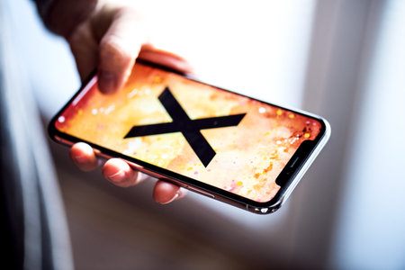 NOVA BANA, SLOVAKIA - NOV 28, 2017: New Apple iPhone X smartphone.のeditorial素材