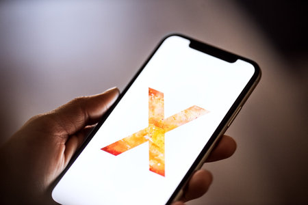 NOVA BANA, SLOVAKIA - NOV 28, 2017: New Apple iPhone X smartphone.のeditorial素材