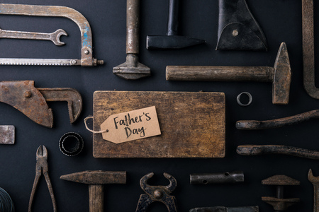 Fathers day greeting card concept. Flat lay.の写真素材