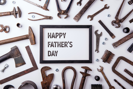 Fathers day greeting card concept. Flat lay.の写真素材