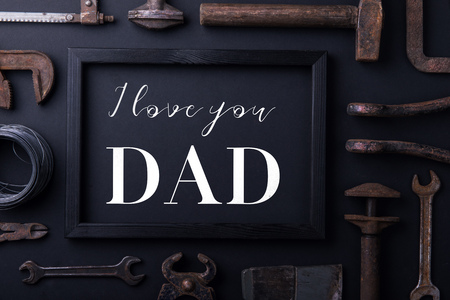 Fathers day greeting card concept. Flat lay.の写真素材
