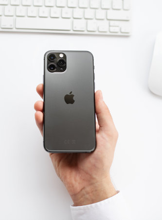 NOVA BANA, SLOVAKIA - SEPT 25, 2019: New Apple iPhone 11 Pro smartphone.