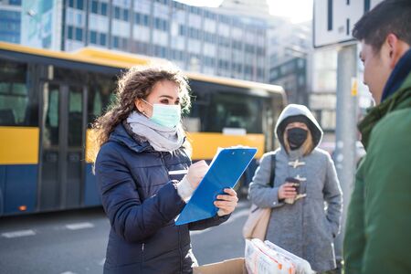 Coronavirus in city, prevention and protection concept.