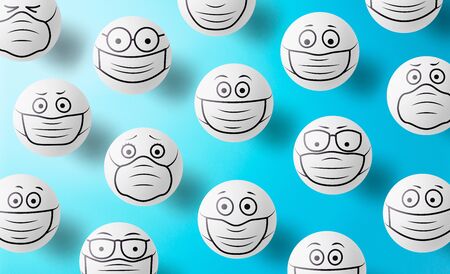 Wearing mask to prevent corona virus, coronavirus and protection concept.の写真素材