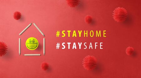 Stay at home to prevent corona virus, prevention and protection concept.の写真素材