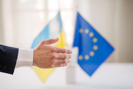 Ukraine waiting for inclusion to European union, concept.の写真素材
