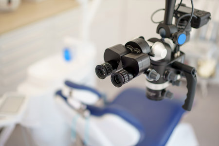 Close-up of dental microscope in new modern ambulance.の写真素材