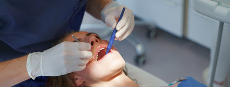 Close-up of dental examination in the ambulance.