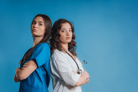 Portrait of young medical staff, studio shoot.の写真素材