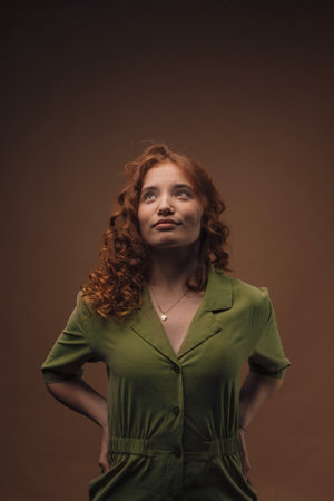 Portrait of young redhead woman, studio shoot.の写真素材