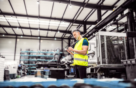 Warehouse worker reading product order, order picking. Warehouse manager checking delivery, stock,...