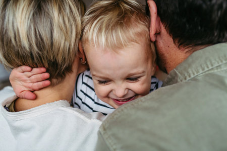 Family bonding moment with young children.
