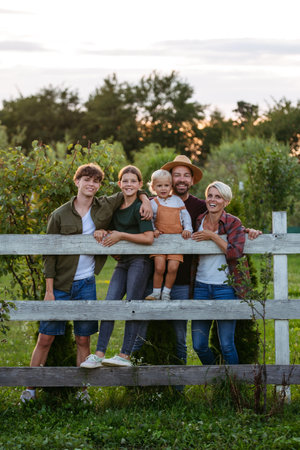Family portrait. Parents with three kids.の写真素材