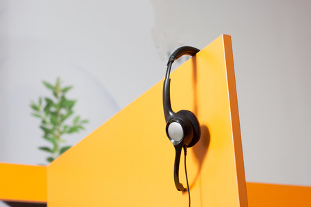 Detail of call center workplaceの写真素材